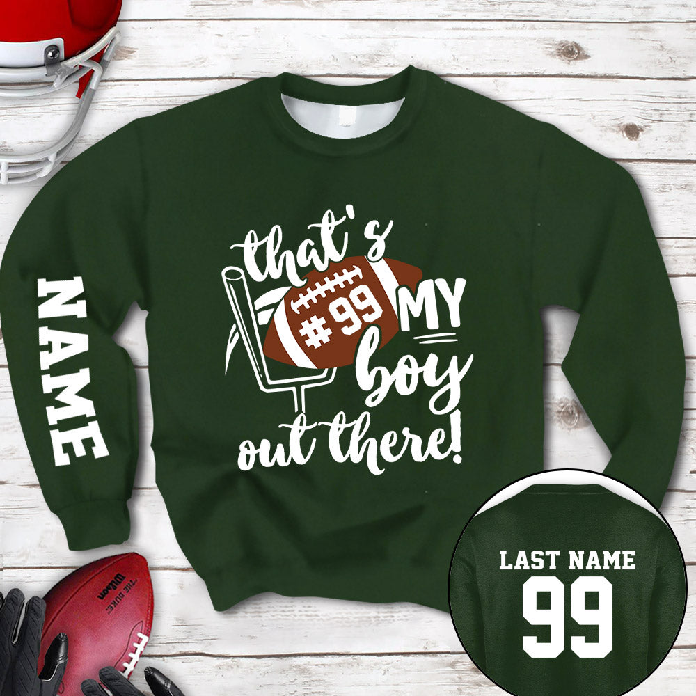 Personalized Shirt That's My Son Out There All Over Print Shirt For Football Mom Dad Football Family Game Day Shirt H2511 Ha96