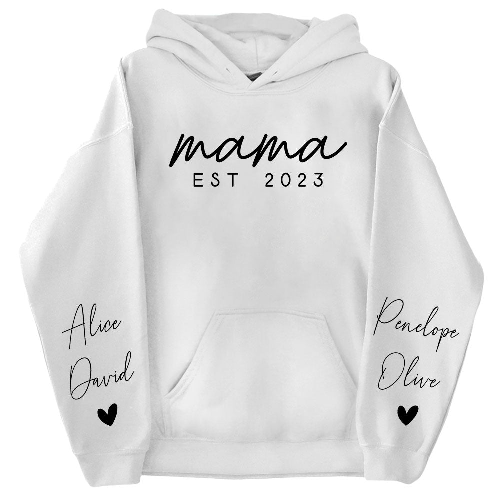 Custom Mama Sweatshirt with Date and Children Name on Sleeve, Mama Sweatshirt, Minimalist Mama