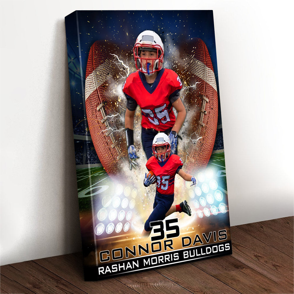 Personalized Name Number School Name Team Name American Football Player Poster Canvas for Football Lover Football Son Mom H2511 Trna