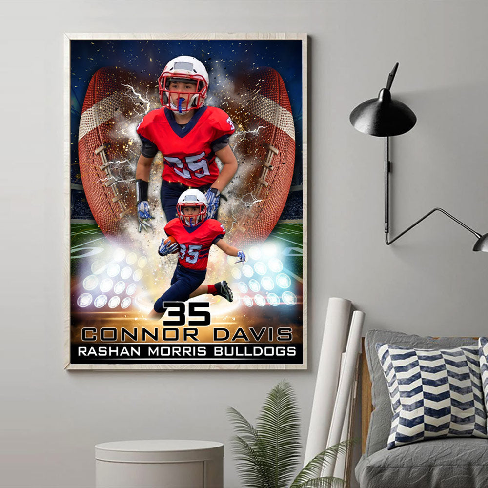 Personalized Name Number School Name Team Name American Football Player Poster Canvas for Football Lover Football Son Mom H2511 Trna