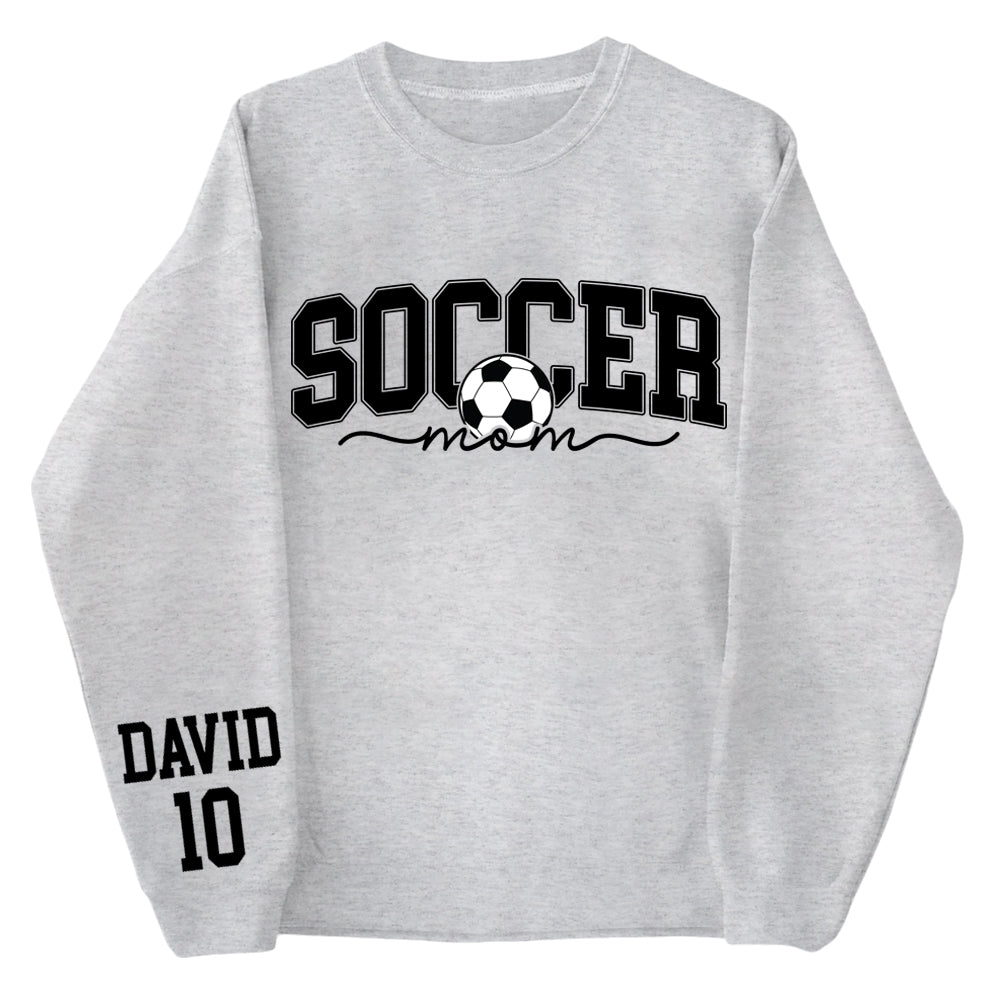 Personalize Soccer Mom Kids Name On Sleeve Sweatshirt, Mom Soccer Sweater, Soccer Mama Shirt, Gift for Soccer Mom, Fall Soccer Season Shirt Do99