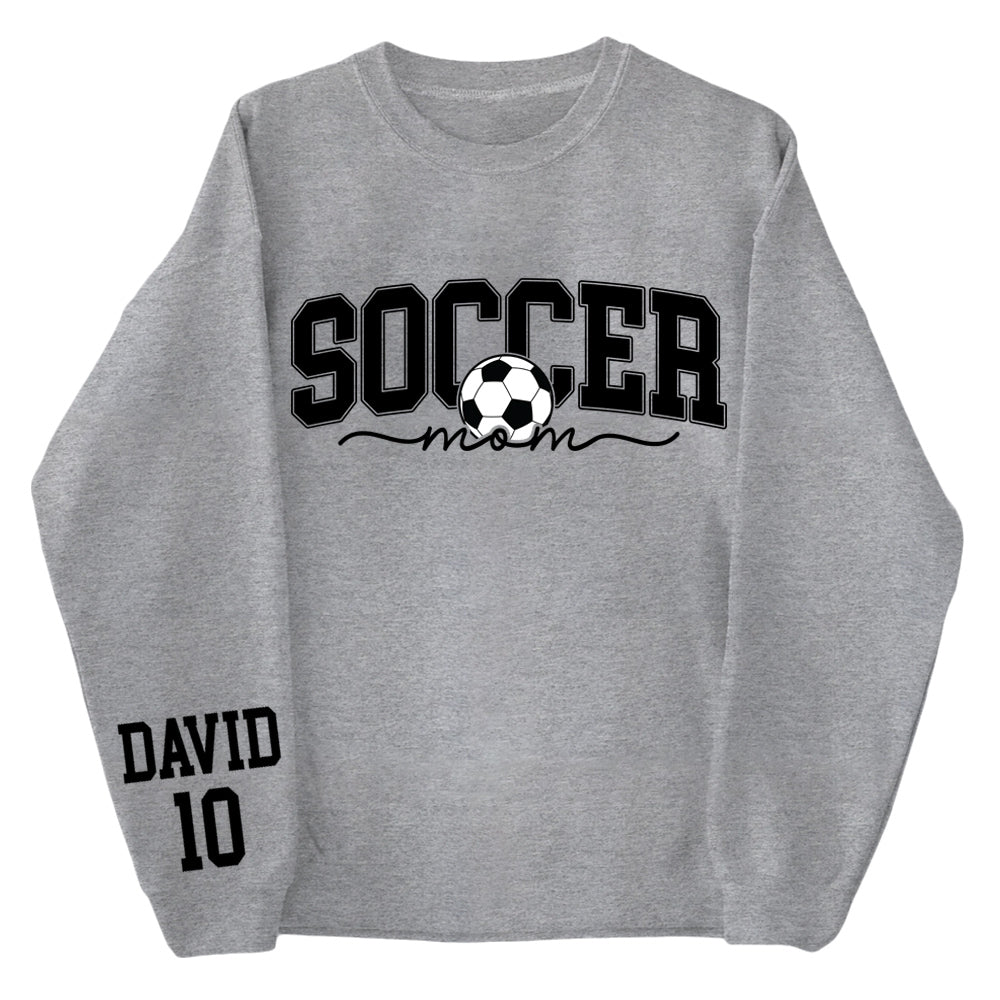 Personalize Soccer Mom Kids Name On Sleeve Sweatshirt, Mom Soccer Sweater, Soccer Mama Shirt, Gift for Soccer Mom, Fall Soccer Season Shirt Do99