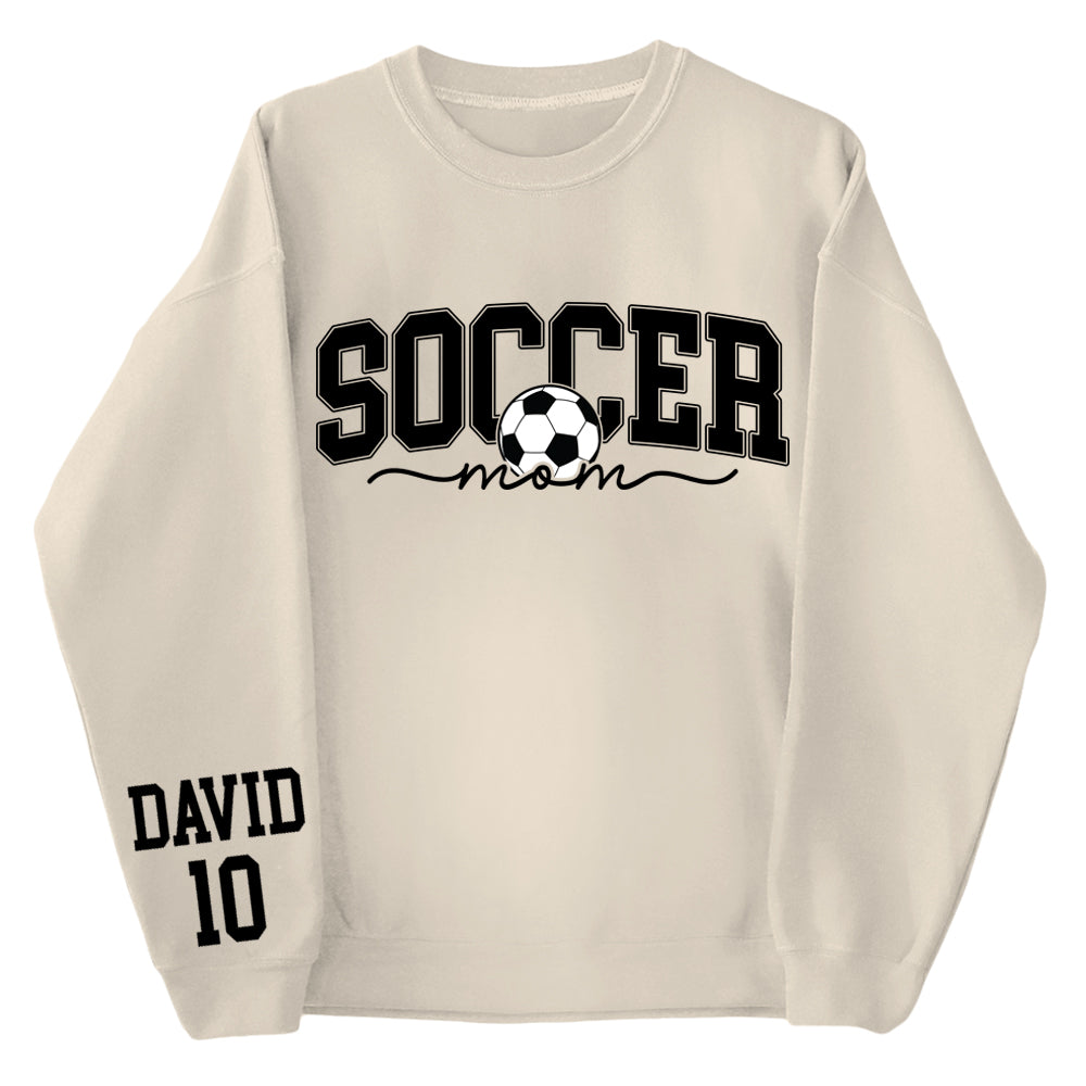 Personalize Soccer Mom Kids Name On Sleeve Sweatshirt, Mom Soccer Sweater, Soccer Mama Shirt, Gift for Soccer Mom, Fall Soccer Season Shirt Do99