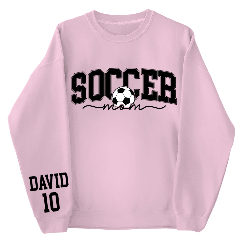 Personalize Soccer Mom Kids Name On Sleeve Sweatshirt, Mom Soccer Sweater, Soccer Mama Shirt, Gift for Soccer Mom, Fall Soccer Season Shirt Do99
