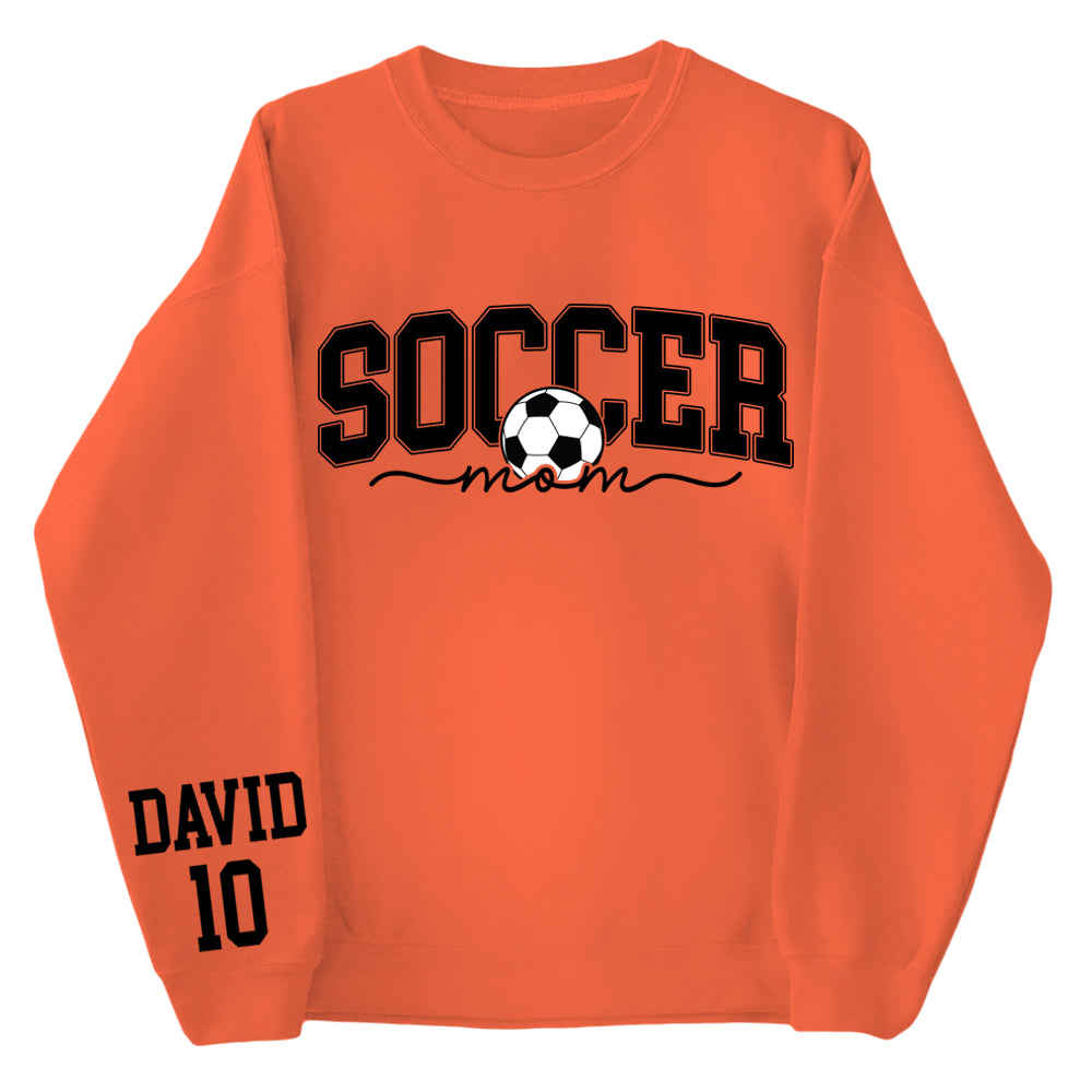 Personalize Soccer Mom Kids Name On Sleeve Sweatshirt, Mom Soccer Sweater, Soccer Mama Shirt, Gift for Soccer Mom, Fall Soccer Season Shirt Do99