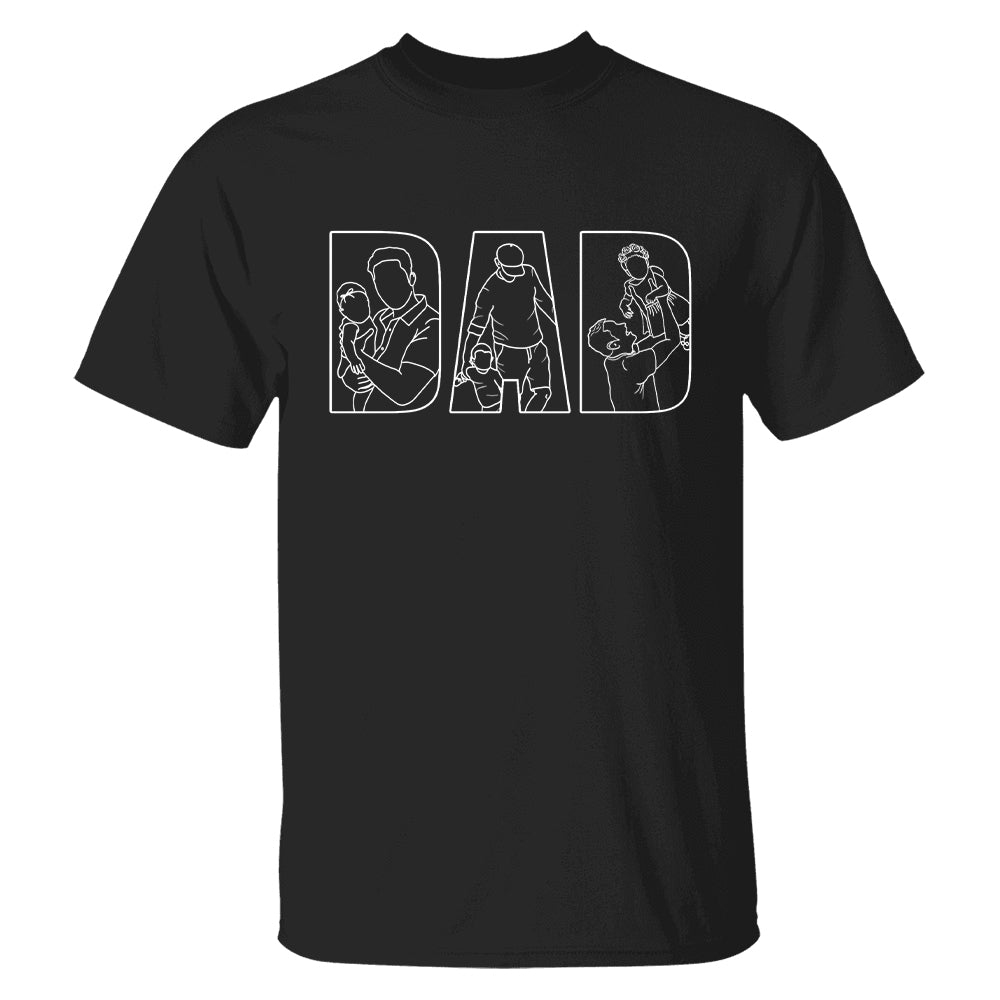 Custom Dad Shirt Portrait From Photo, Personalized Dad Photo Outline Shirt, Custom Photo Shirt For Dad, Father's Day Shirts, Papa Shirt Hv01
