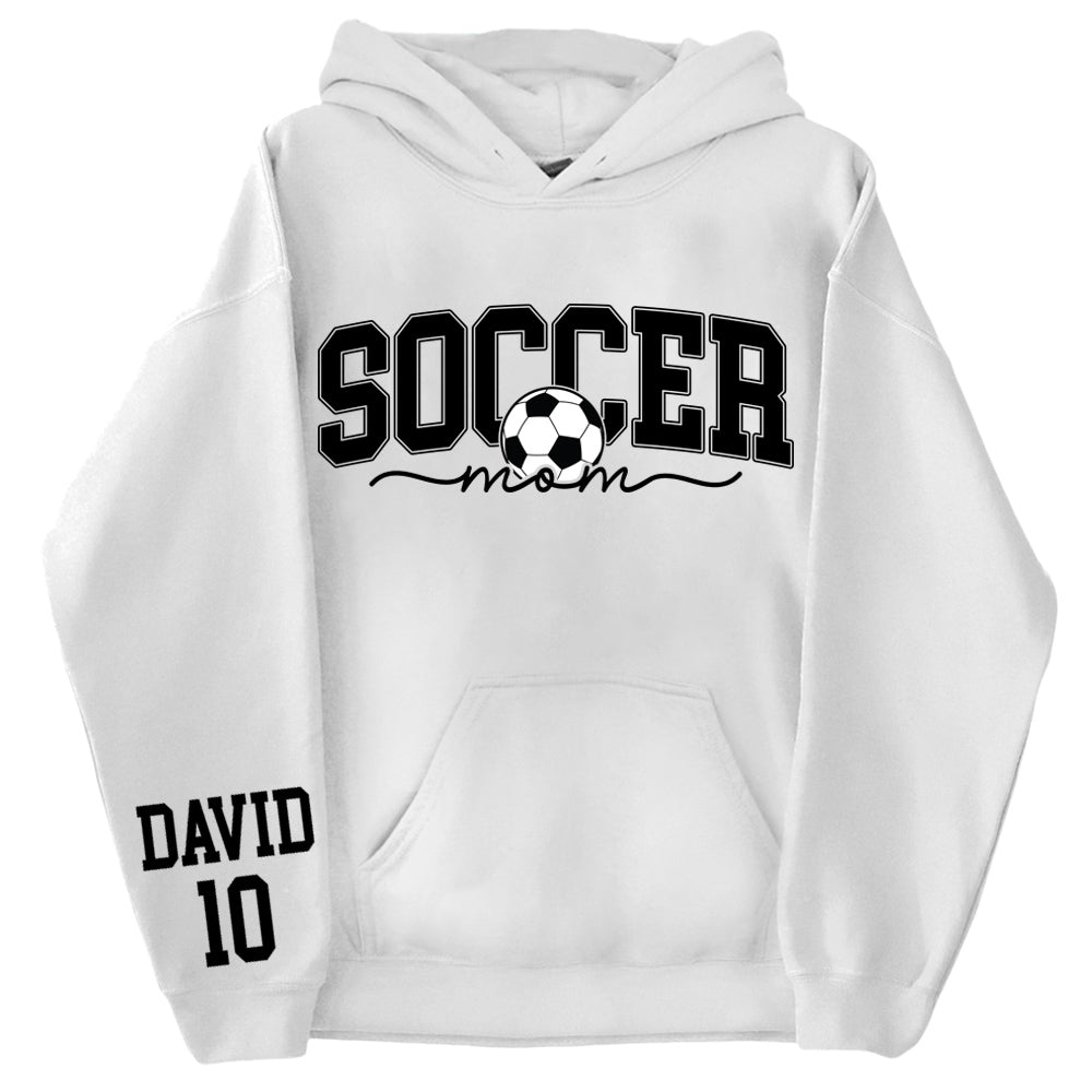 Personalize Soccer Mom Kids Name On Sleeve Sweatshirt, Mom Soccer Sweater, Soccer Mama Shirt, Gift for Soccer Mom, Fall Soccer Season Shirt Do99