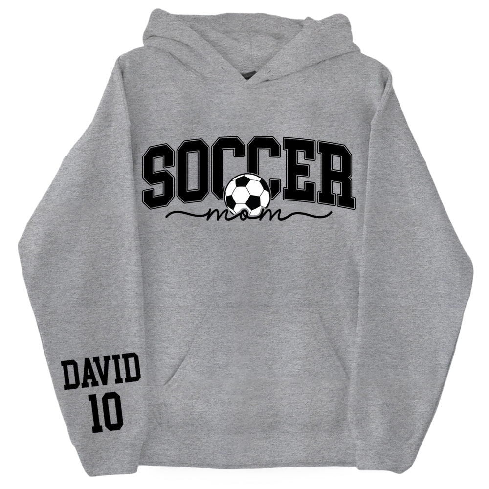 Personalize Soccer Mom Kids Name On Sleeve Sweatshirt, Mom Soccer Sweater, Soccer Mama Shirt, Gift for Soccer Mom, Fall Soccer Season Shirt Do99