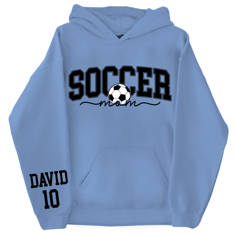 Personalize Soccer Mom Kids Name On Sleeve Sweatshirt, Mom Soccer Sweater, Soccer Mama Shirt, Gift for Soccer Mom, Fall Soccer Season Shirt Do99