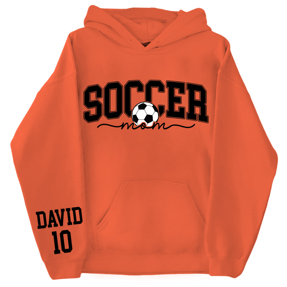 Personalize Soccer Mom Kids Name On Sleeve Sweatshirt, Mom Soccer Sweater, Soccer Mama Shirt, Gift for Soccer Mom, Fall Soccer Season Shirt Do99