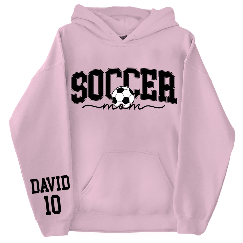 Personalize Soccer Mom Kids Name On Sleeve Sweatshirt, Mom Soccer Sweater, Soccer Mama Shirt, Gift for Soccer Mom, Fall Soccer Season Shirt Do99
