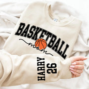 Personalize Basketball Mom Kids Name On Sleeve Sweatshirt, Mom Basketball Sweater, Basketball Mama Shirt, Gift for Basketball Mom, Fall Basketball Season Shirt Do99