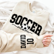 Personalize Soccer Mom Kids Name On Sleeve Sweatshirt, Mom Soccer Sweater, Soccer Mama Shirt, Gift for Soccer Mom, Fall Soccer Season Shirt Do99