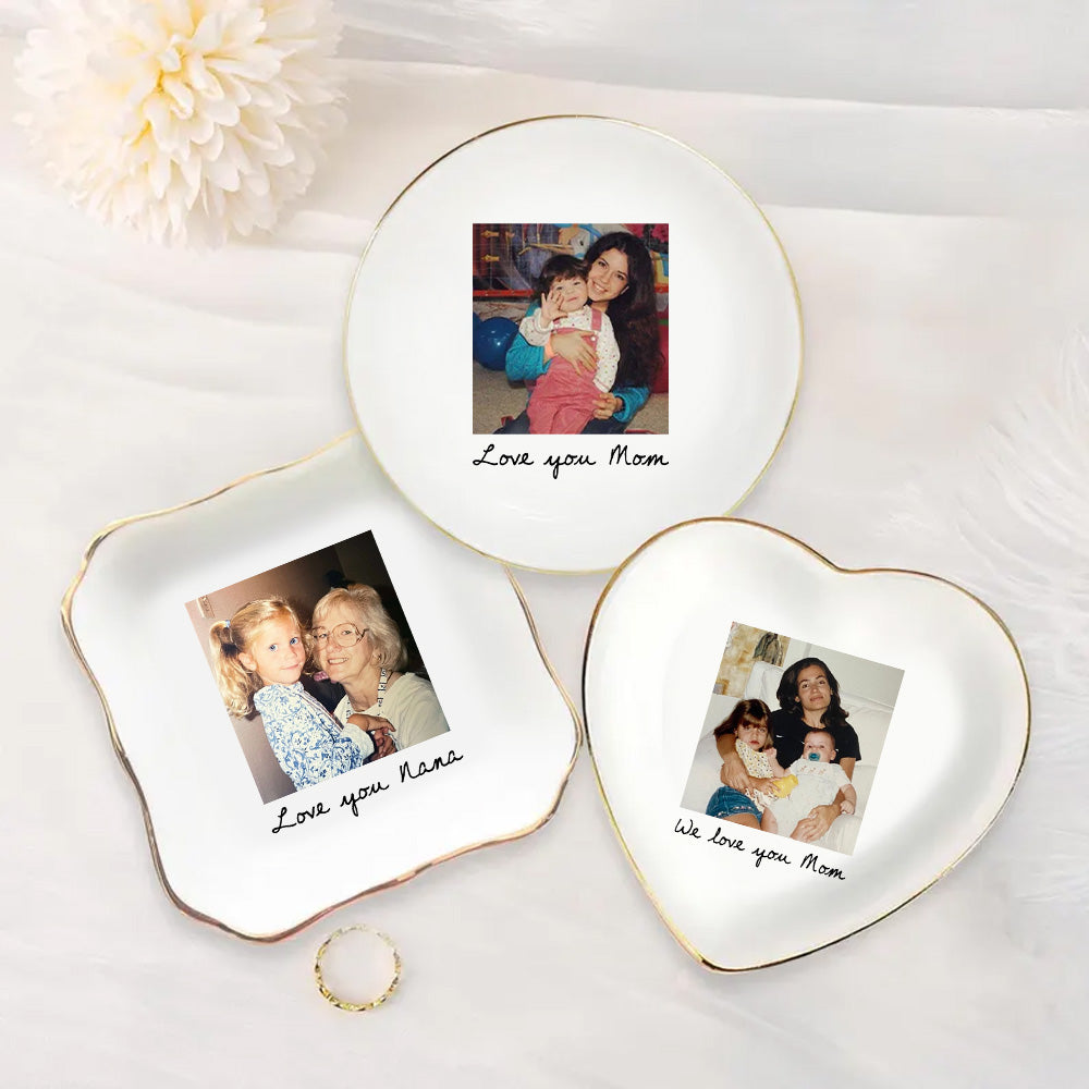 Mothers Day Gift For Mom, Custom Photo Trinket Tray, Custom Ring Dish with Picture, Personalized Ceramic Jewelry Tray Gift for Grandma, Mom Gift from Daughter, Birthday Gift Tu20