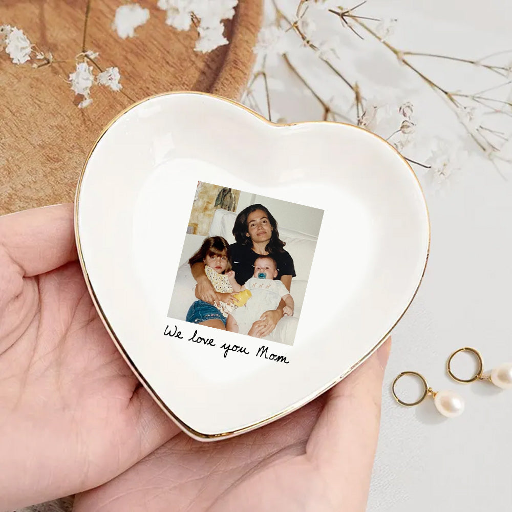 Mothers Day Gift For Mom, Custom Photo Trinket Tray, Custom Ring Dish with Picture, Personalized Ceramic Jewelry Tray Gift for Grandma, Mom Gift from Daughter, Birthday Gift Tu20