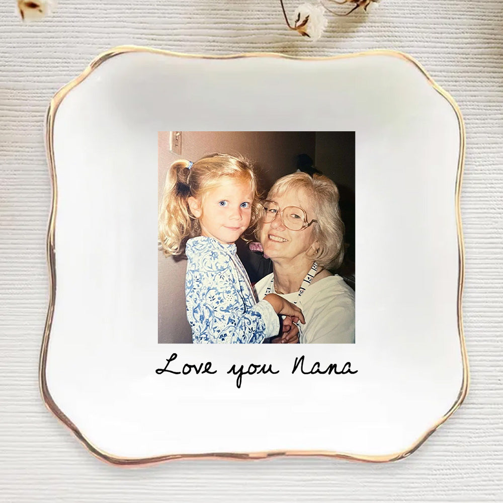 Mothers Day Gift For Mom, Custom Photo Trinket Tray, Custom Ring Dish with Picture, Personalized Ceramic Jewelry Tray Gift for Grandma, Mom Gift from Daughter, Birthday Gift Tu20