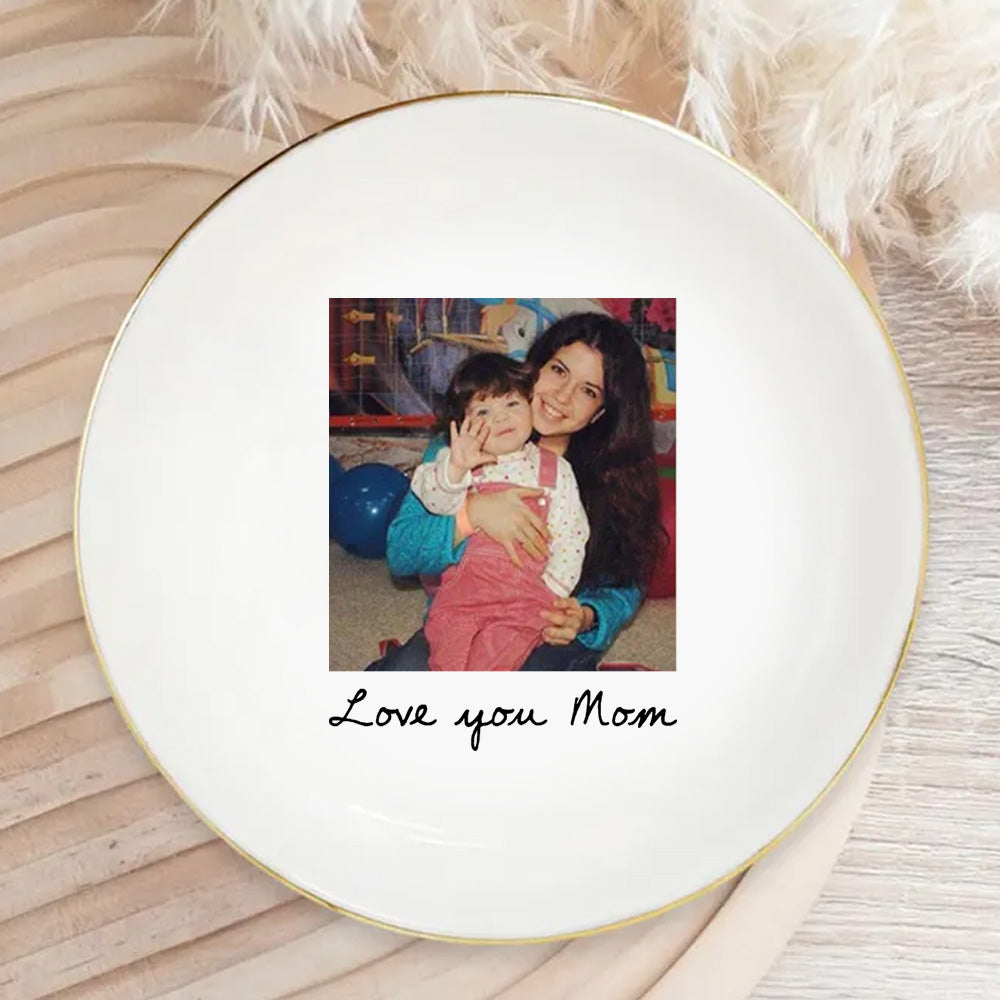 Mothers Day Gift For Mom, Custom Photo Trinket Tray, Custom Ring Dish with Picture, Personalized Ceramic Jewelry Tray Gift for Grandma, Mom Gift from Daughter, Birthday Gift Tu20