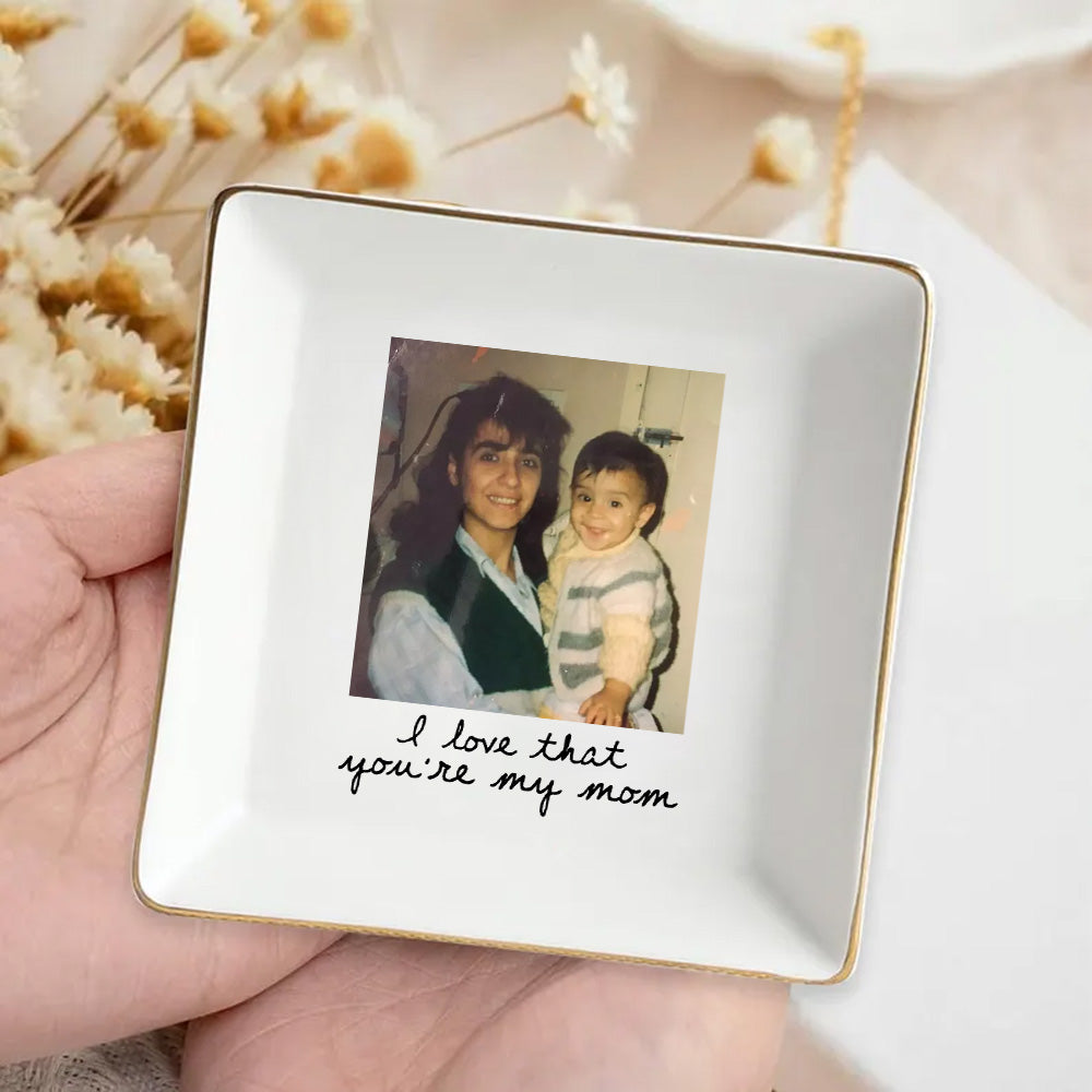 Mothers Day Gift For Mom, Custom Photo Trinket Tray, Custom Ring Dish with Picture, Personalized Ceramic Jewelry Tray Gift for Grandma, Mom Gift from Daughter, Birthday Gift Tu20