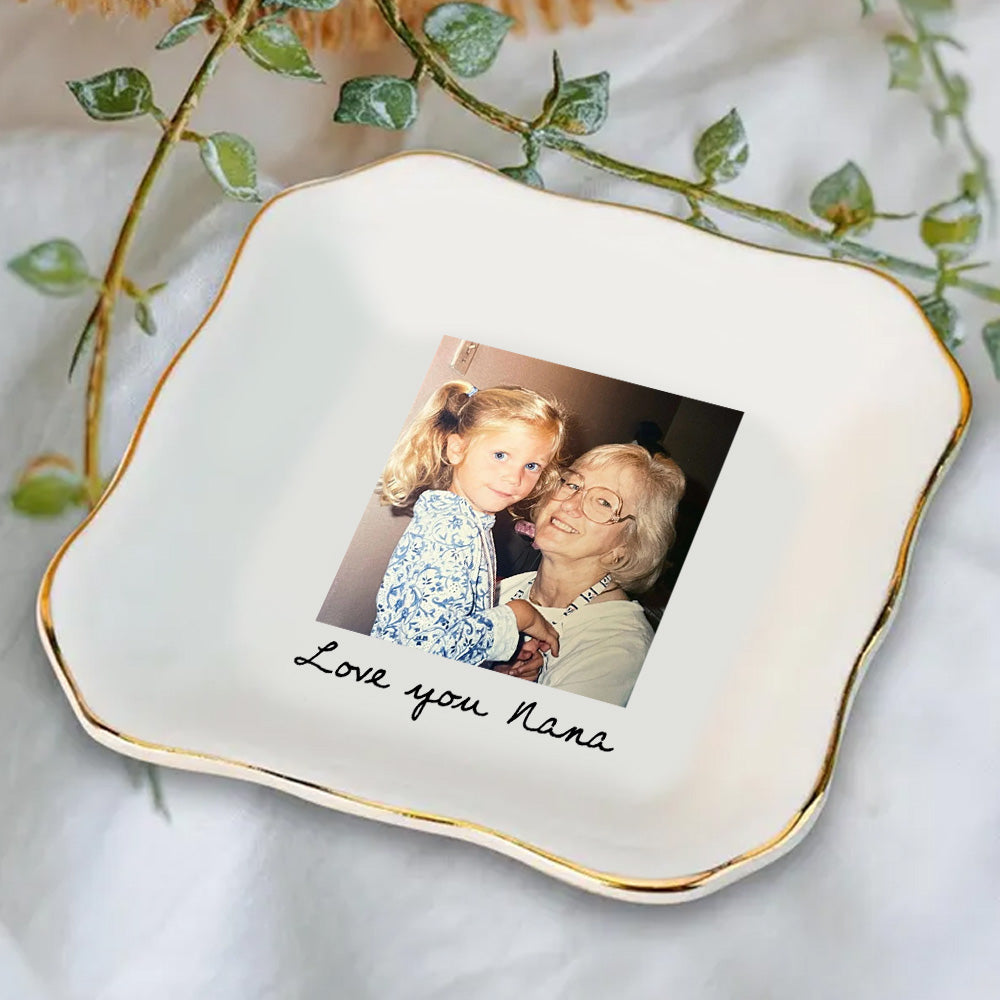 Mothers Day Gift For Mom, Custom Photo Trinket Tray, Custom Ring Dish with Picture, Personalized Ceramic Jewelry Tray Gift for Grandma, Mom Gift from Daughter, Birthday Gift Tu20
