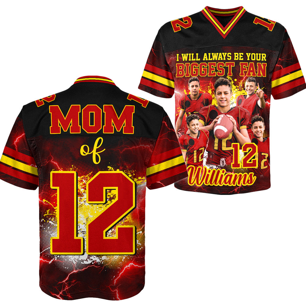 Custom Photo Football Jersey I Will Always Be Your Biggest Fan Game Day Shirt For Football Mom Dad Family H2511