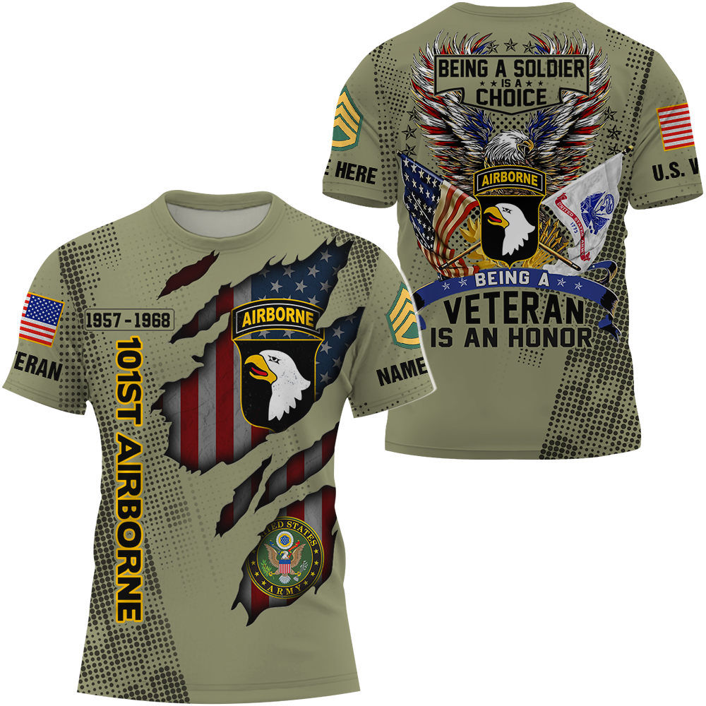 Personalized All Over Print Shirt Veteran Customize All Branches, Division and Rank Name Veteran K1702 Trhn
