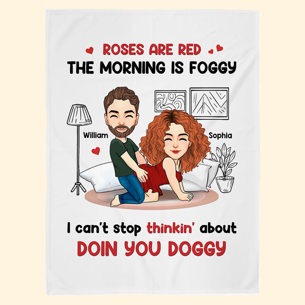 Roses Are Red, The Morning Is Foggy - Couple Personalized Custom Blanket - Christmas Gift For Husband Wife, Anniversary Pa00