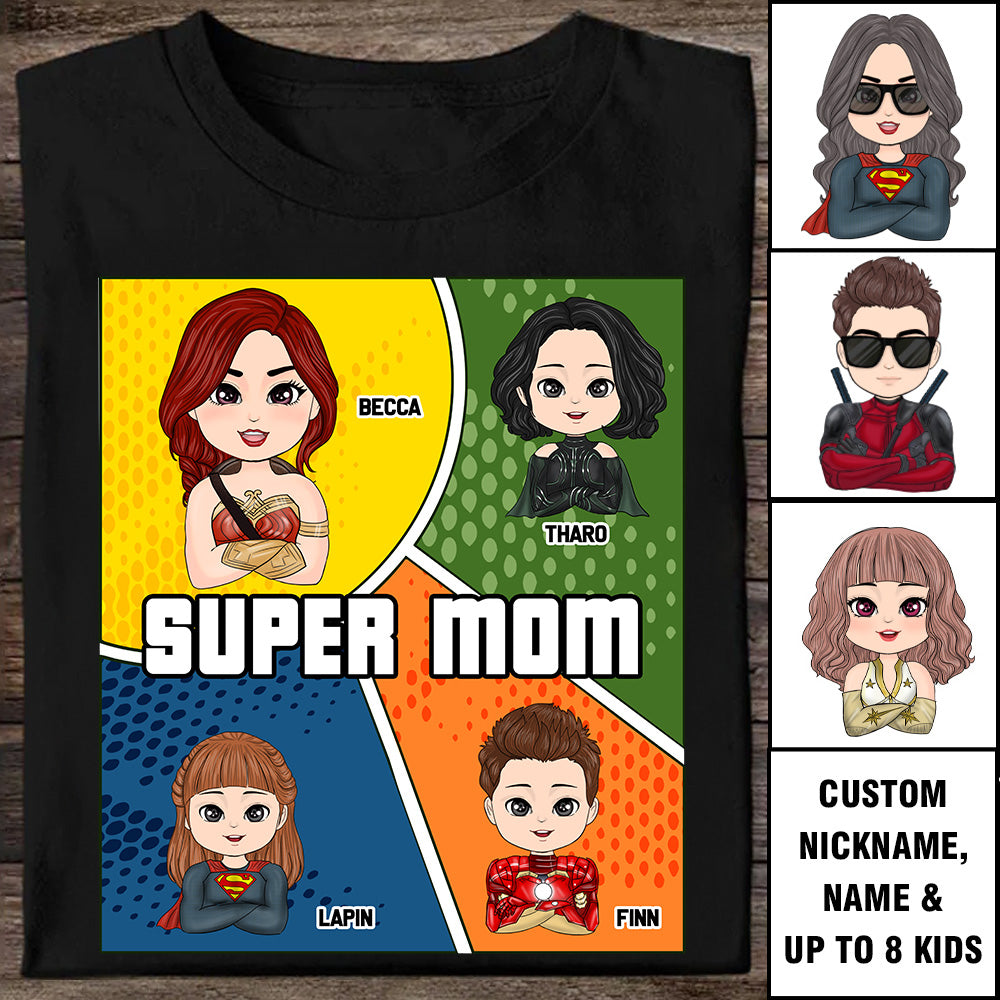 Super Mom Comic Strip Layout Style - Personalized Shirt For Mom Tu20
