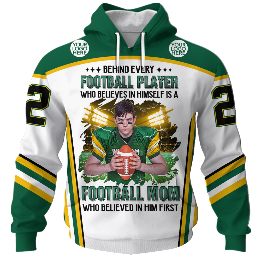 Behind Every Football Player Who Believes In Himself Personalized All Over PrintShirt For GameDay K1702