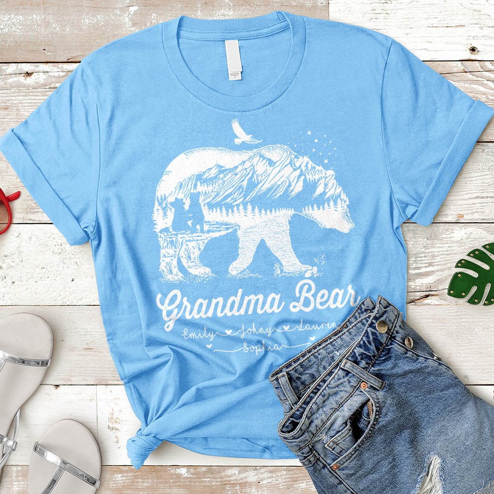 Grandma Bear T-Shirt , Mom T-Shirts , Nickname & Grandkid's Names Can Be Changed