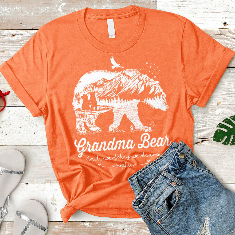 Grandma Bear T-Shirt , Mom T-Shirts , Nickname & Grandkid's Names Can Be Changed