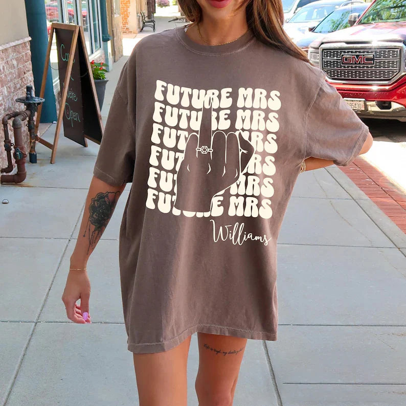 Retro Bachelorette Bride Shirt, Personalized Future Mrs Shirt, Custom Bridal, Bride To Be Shirt, Custom Future Mrs Shirt, Comfort Colors Tee