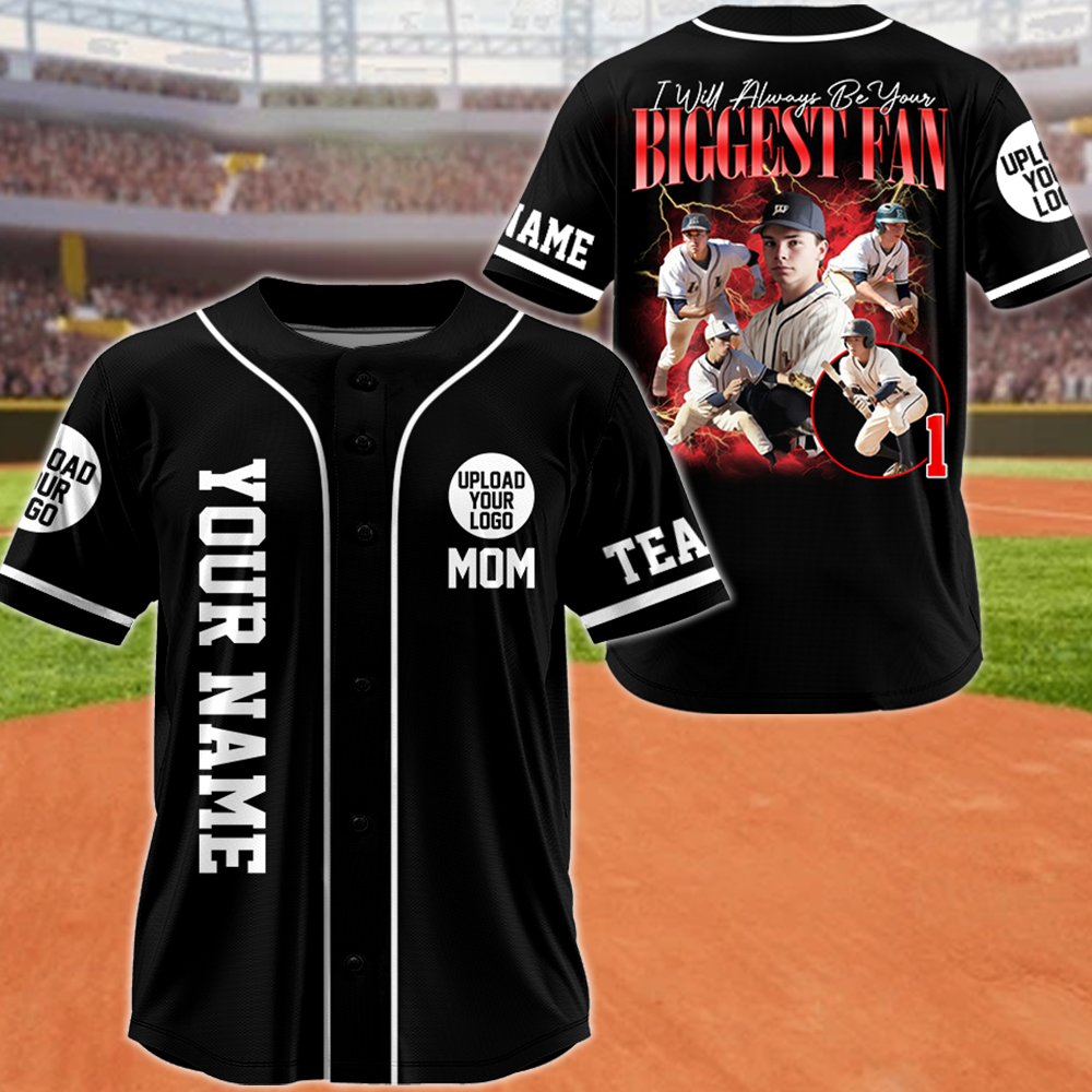 I Will Always Be Your Biggest Fan, Custom Photo Baseball Jersey, Custom Bootleg Rap Tee, Gift For Baseball Lover A2110 Pa00
