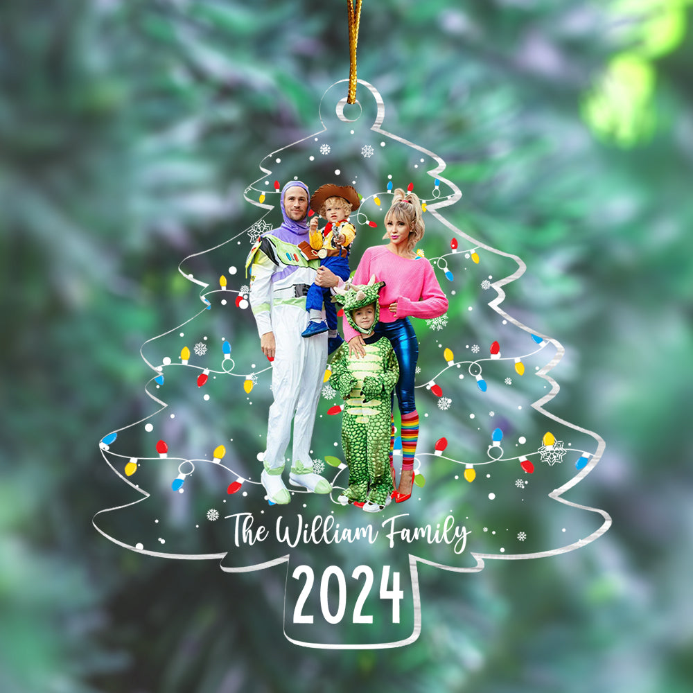 Custom Photo On Christmas Tree - Personalized Acrylic Family Photo Ornament