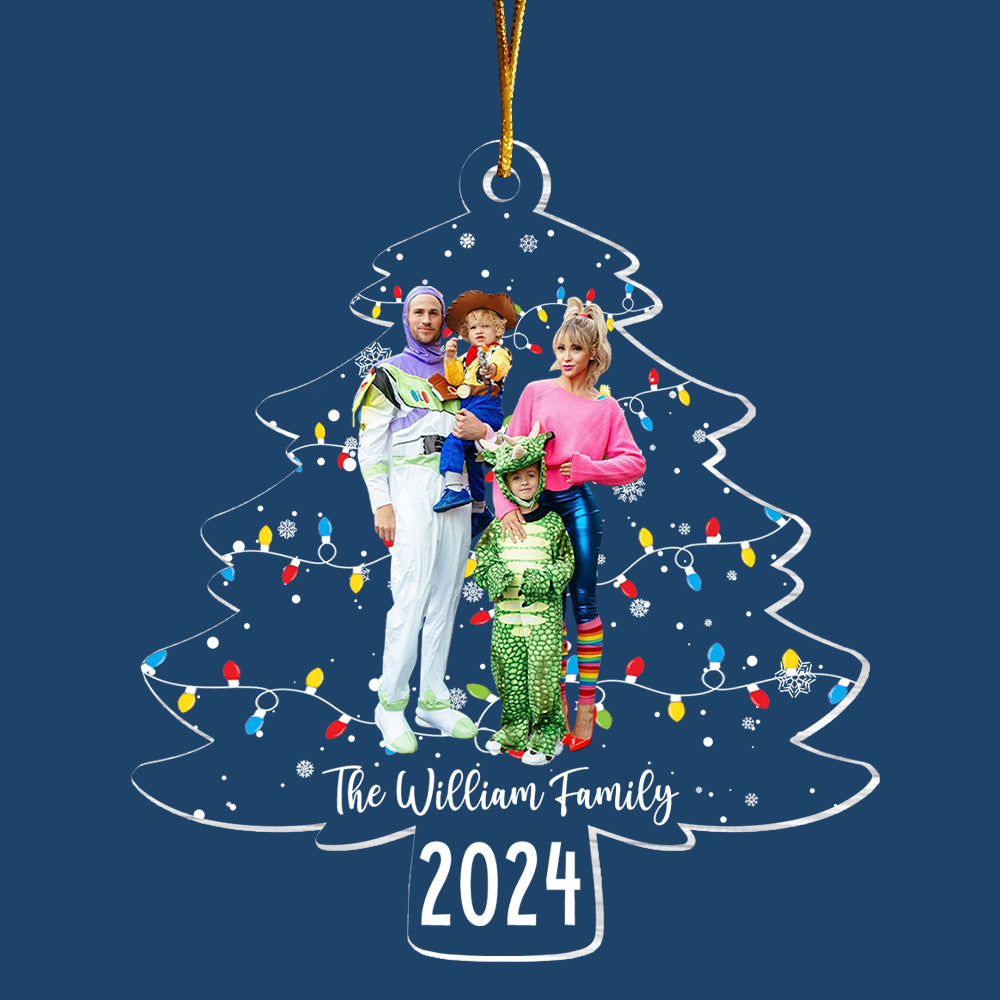 Custom Photo On Christmas Tree - Personalized Acrylic Family Photo Ornament