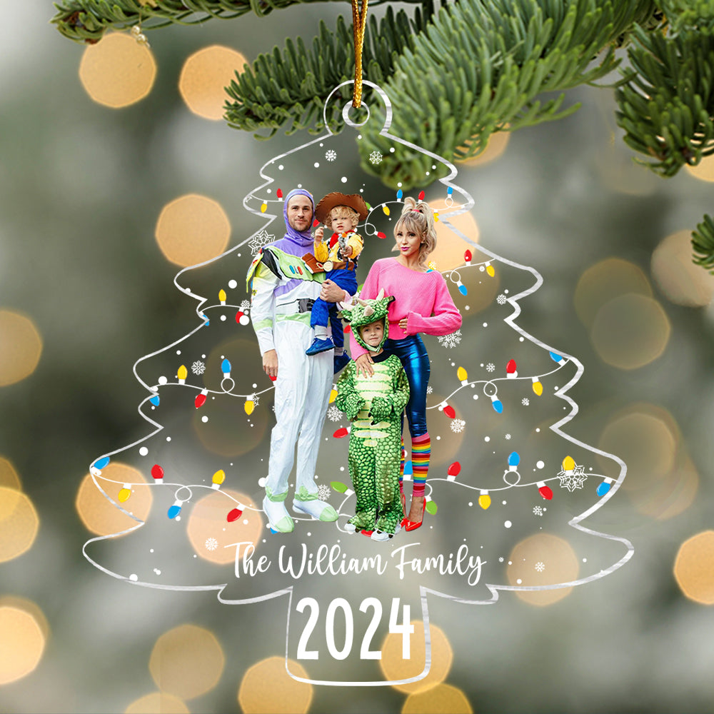 Custom Photo On Christmas Tree - Personalized Acrylic Family Photo Ornament