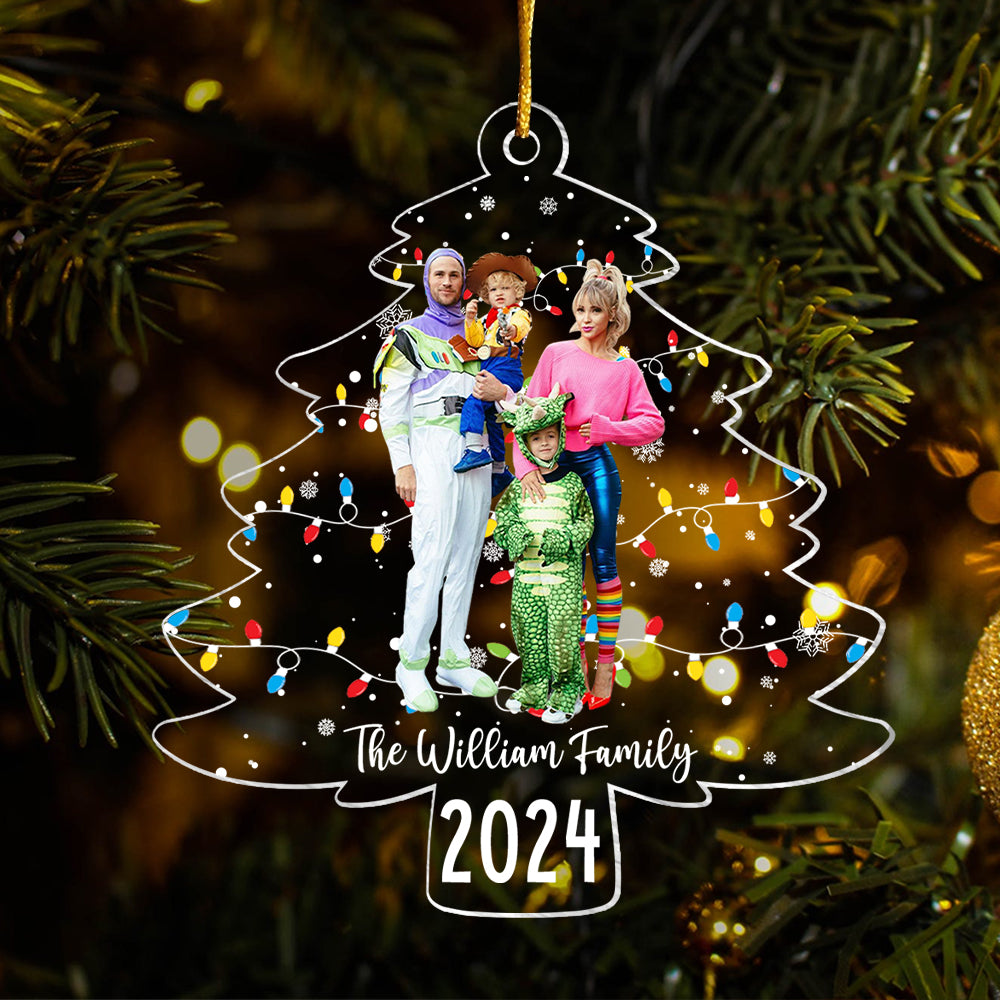 Custom Photo On Christmas Tree - Personalized Acrylic Family Photo Ornament