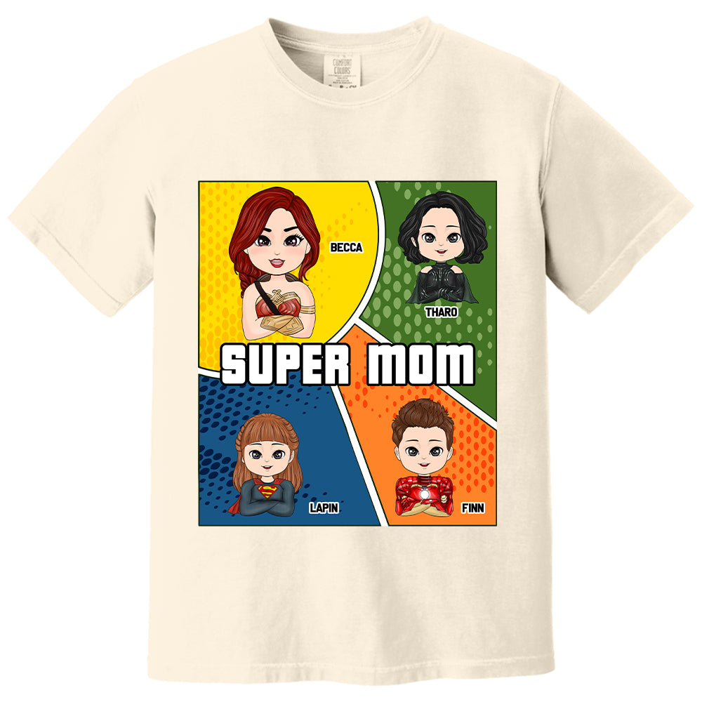 Super Mom Comic Strip Layout Style - Personalized Shirt For Mom Tu20