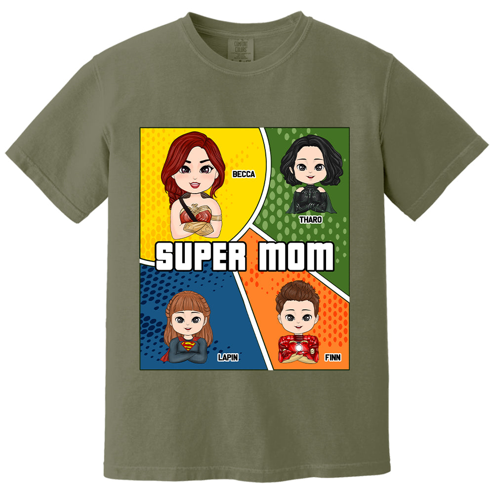 Super Mom Comic Strip Layout Style - Personalized Shirt For Mom Tu20