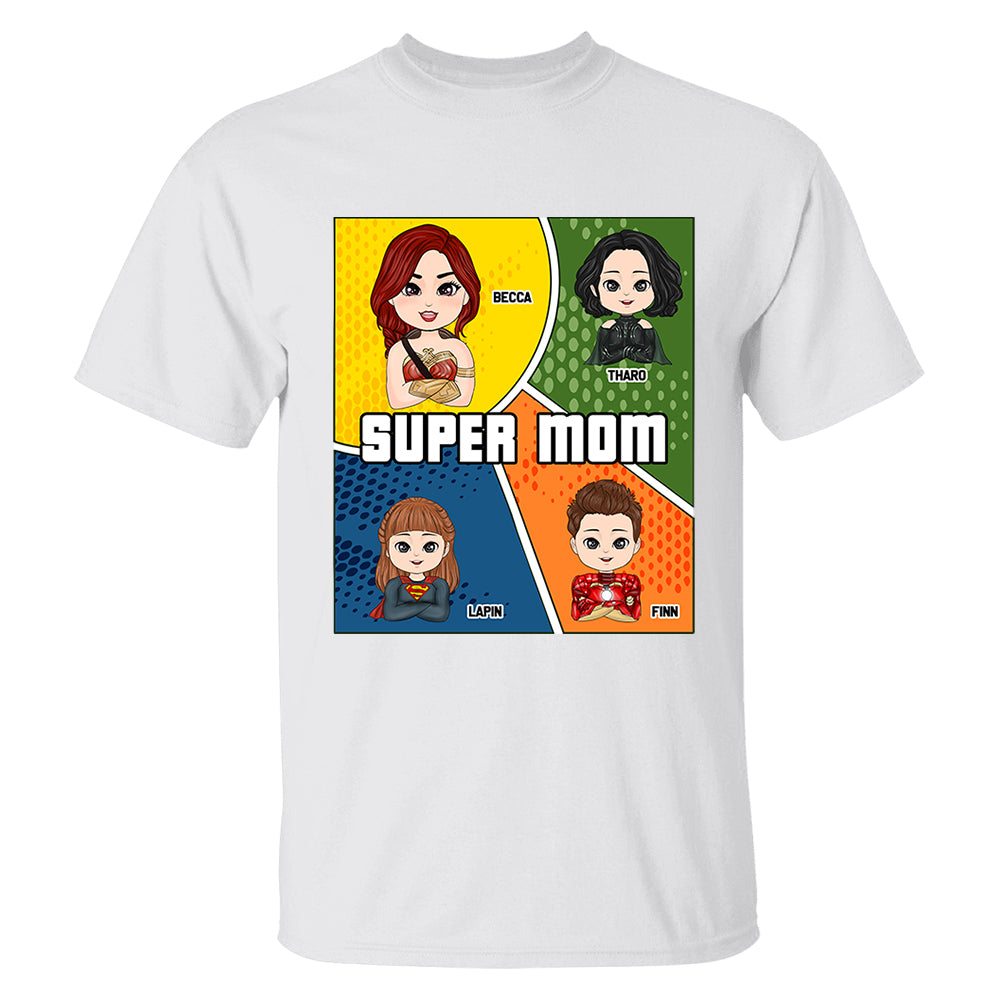 Super Mom Comic Strip Layout Style - Personalized Shirt For Mom Tu20