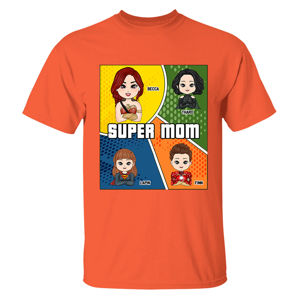 Super Mom Comic Strip Layout Style - Personalized Shirt For Mom Tu20