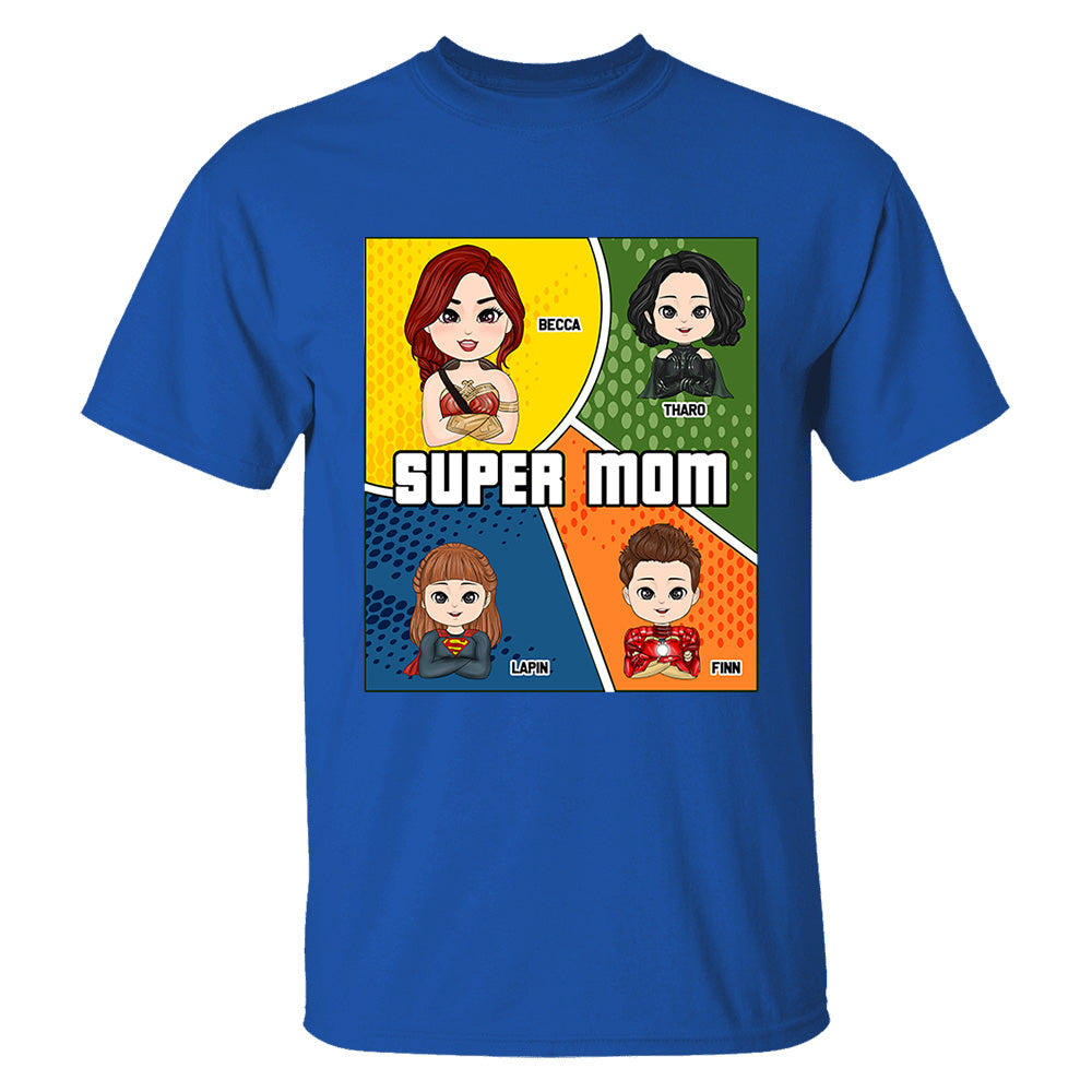 Super Mom Comic Strip Layout Style - Personalized Shirt For Mom Tu20