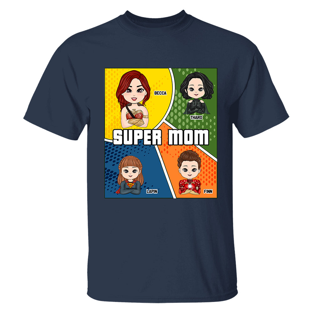 Super Mom Comic Strip Layout Style - Personalized Shirt For Mom Tu20