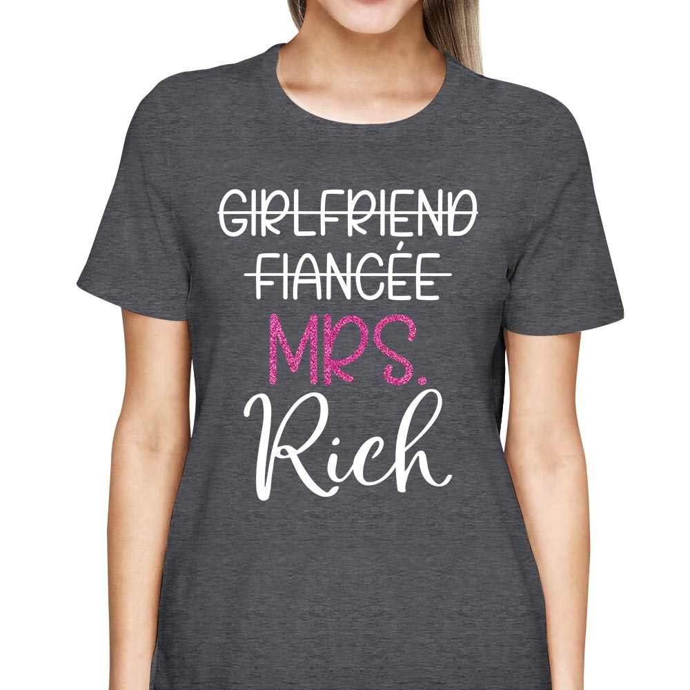Custom Mrs Last Name Engagement Shirt For Honeymoon