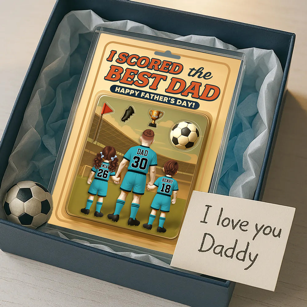 I Scored The Best Dad Soccer Custom Figure Custom Figure Acrylic Block Plaque, Father's Day Gift For American Soccer Dad Grandpa Husband A2110 Hv01