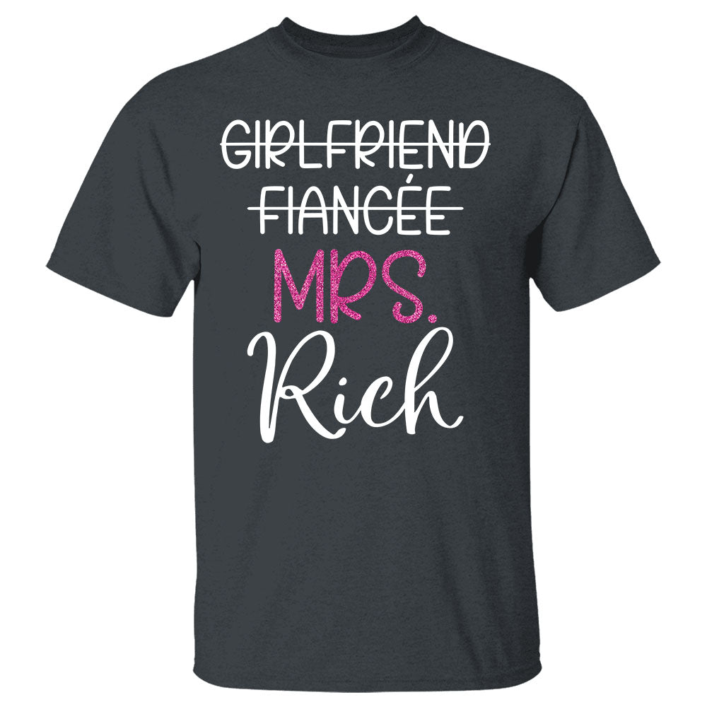 Custom Mrs Last Name Engagement Shirt For Honeymoon