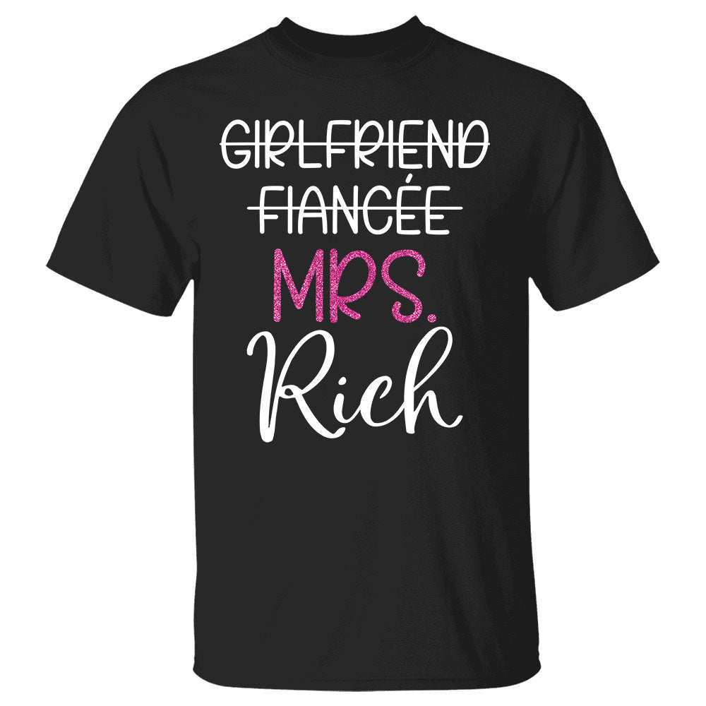 Custom Mrs Last Name Engagement Shirt For Honeymoon