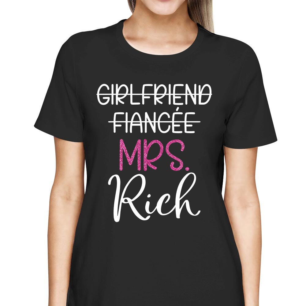 Custom Mrs Last Name Engagement Shirt For Honeymoon