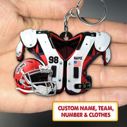 American Football Shoulder Pads, Helmet Personalized Acrylic Keychain 2 Sided Print