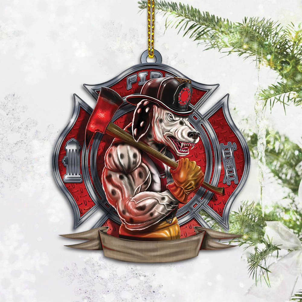 Firefighter Dalmatian Dog Personalized Acrylic Ornament, Made By Acrylic And The 2 Sides Are The Same