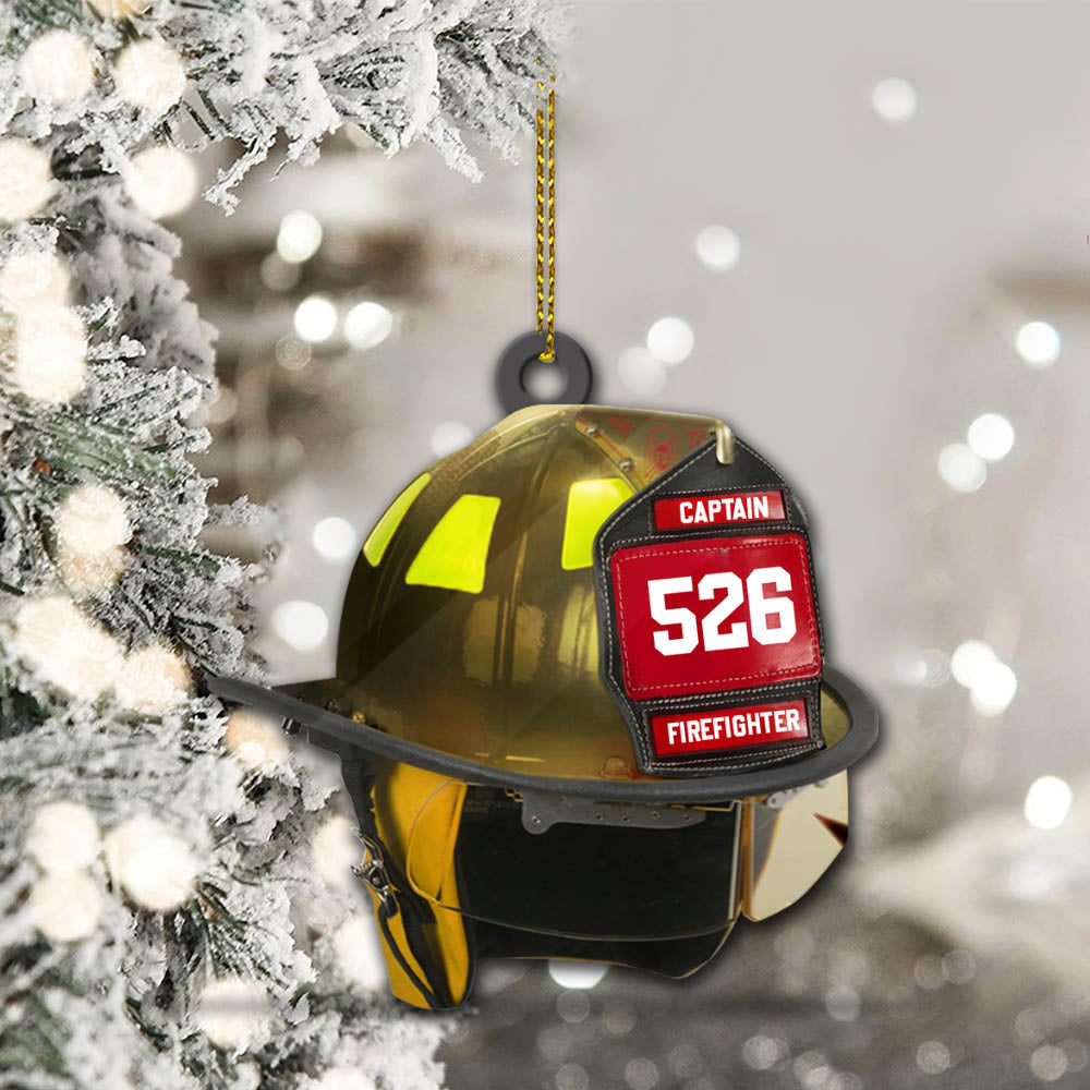Firefighter's Helmet Personalized Acrylic Ornament, Made By Acrylic And The 2 Sides Are The Same